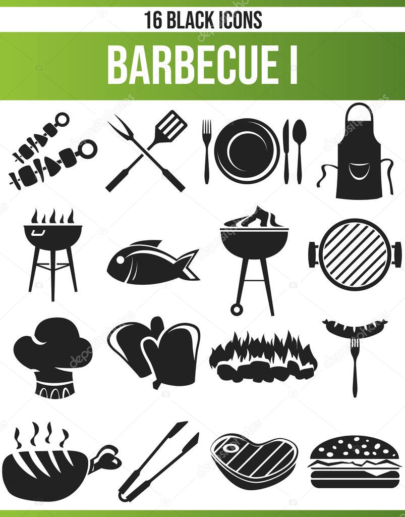 Black pictograms / icons on barbecue. This icon set is perfect for creative people and designers who grill the issue and need BBQ in their graphic designs