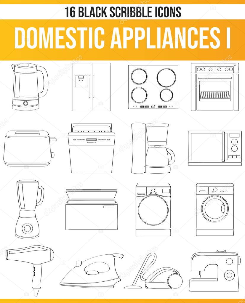 Black pictograms / icons on home appliances. This icon set is perfect for creative people and designers who need the issue of household appliances in their graphic designs