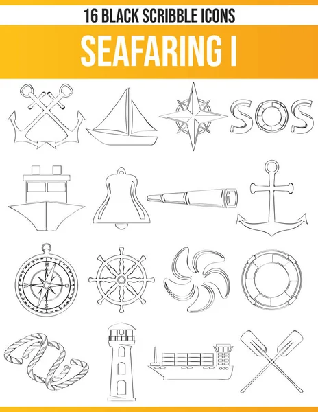 Black Pictograms Icons Seafaring Icon Set Perfect Creative People Designers — Stock Vector