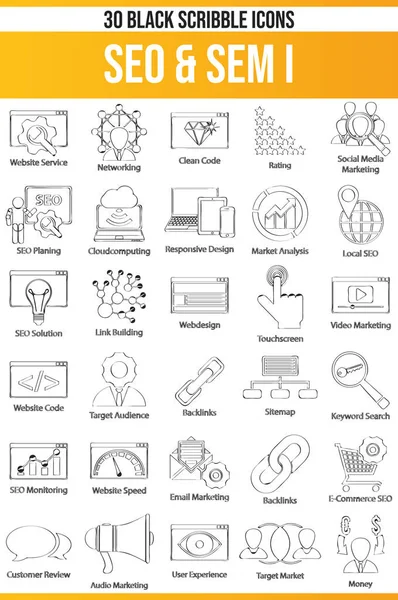 Schwarze Piktogramme Symbole Auf Seo Dieses Icon Set Ist Perfekt — Stockvektor