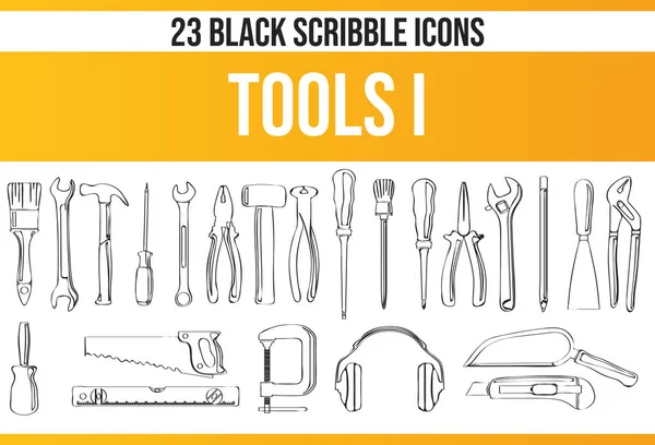 Schwarze Piktogramme Symbole Auf Dem Werkzeug Dieses Icon Set Ist — Stockvektor