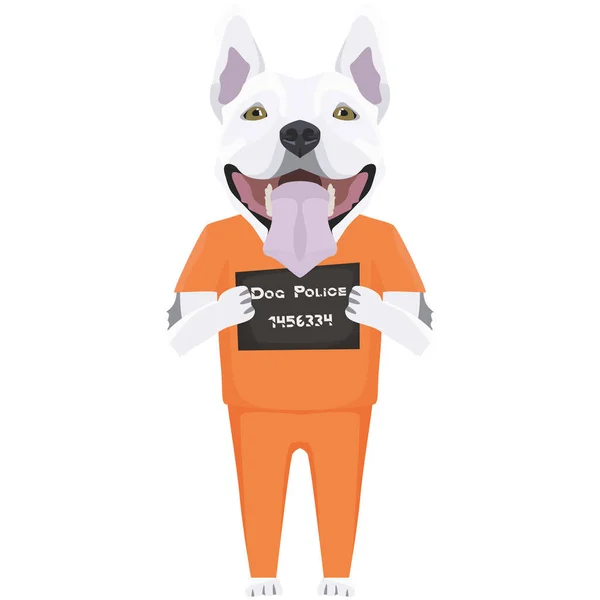 Mugshot prisión ropa perro Bull Terrier — Vector de stock