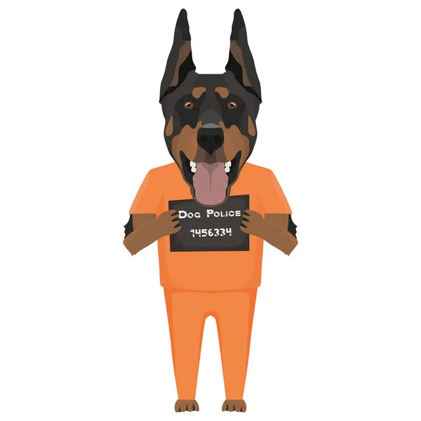 Mugshot prisión ropa perro Doberman — Vector de stock