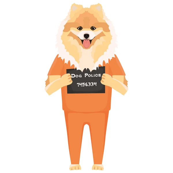 Mugshot gevangenis kleren hond Chow-Chow — Stockvector