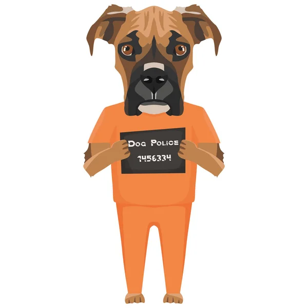 Mugshot prisión ropa perro boxeador — Vector de stock