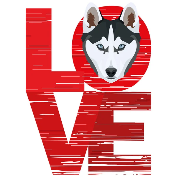 Liefde husky — Stockvector