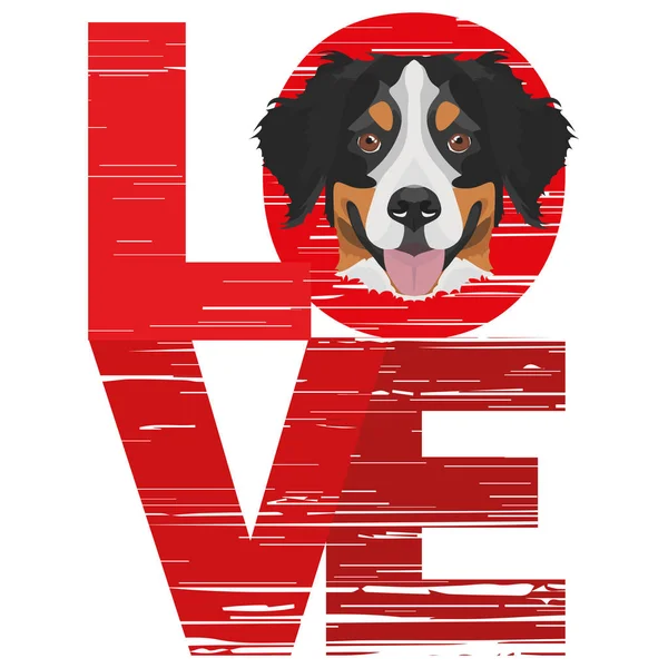 Αγάπη βουνίσιος σκύλος της Βέρνης — Διανυσματικό Αρχείο