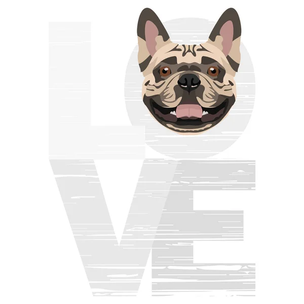 Amor Bulldog francés — Vector de stock