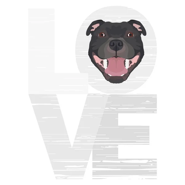 Amor Staffordshire Bull Terrier — Vector de stock
