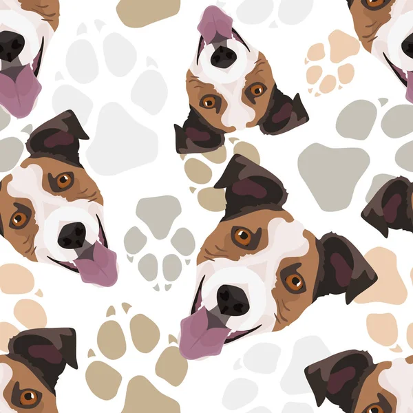 Pattern Dog Paws Jack Russell Terrier — Stock Vector