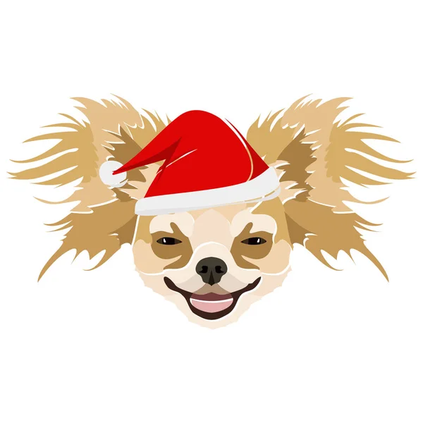 Illustrazione Chihuahua con cappello rosso di Natale — Vettoriale Stock