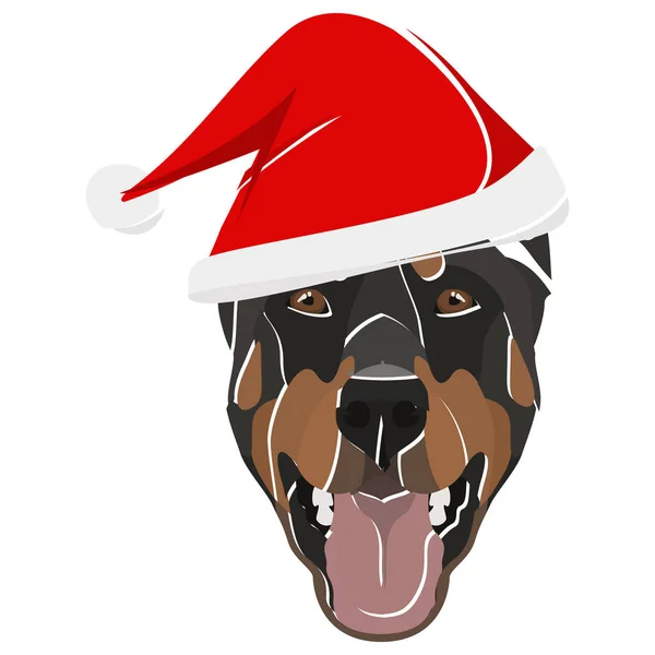 Illustration Doberman with red Christmas hat — Stock Vector