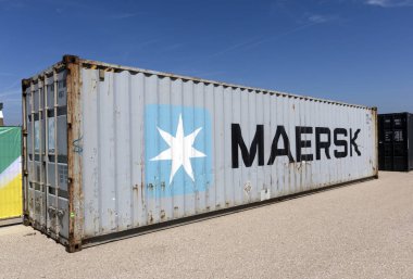Amsterdam, Hollanda-26 Haziran 2018: konteyner nakliye şirketi Amsterdam Maersk