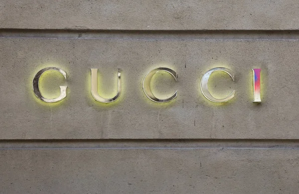 Paris França Setembro 2018 Cartas Gucci Muro Paris França — Fotografia de Stock