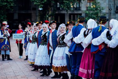 Belgrade, Sırbistan - 4 Temmuz, 2017 - Belgrad Ödülü 2017 Uluslararası Halk dansları ve müzik festivali