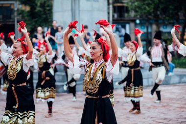 Belgrade, Sırbistan - 4 Temmuz, 2017 - Belgrad Ödülü 2017 Uluslararası Halk dansları ve müzik festivali