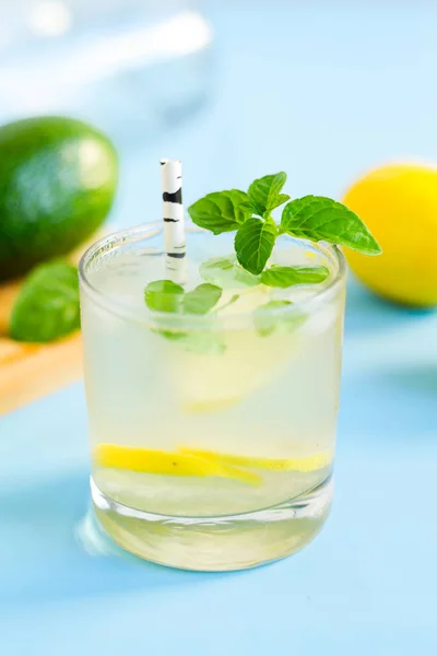 Σπιτικό Mojito Cocktail Μπλε Φόντο — Φωτογραφία Αρχείου