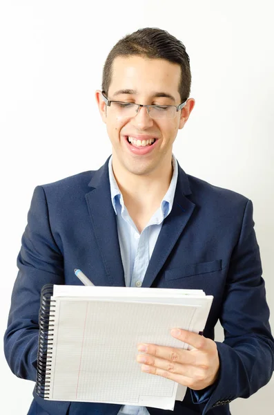 Retrato Del Joven Profesor Aislado Sobre Fondo Blanco —  Fotos de Stock