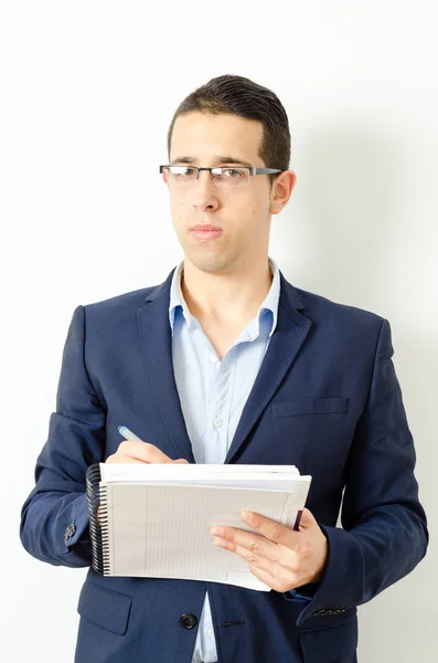 Retrato Del Joven Profesor Aislado Sobre Fondo Blanco —  Fotos de Stock