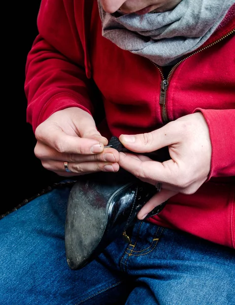 Shoemaker Repair Sole Shoe — Stock Photo, Image