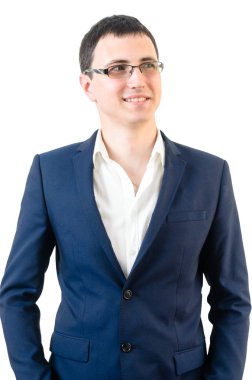 Gülümseyen yakışıklı bir iş adamının portresi