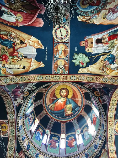 Belgrade Serbia Abril 2018 Hermoso Fresco Interior Iglesia San Sava —  Fotos de Stock