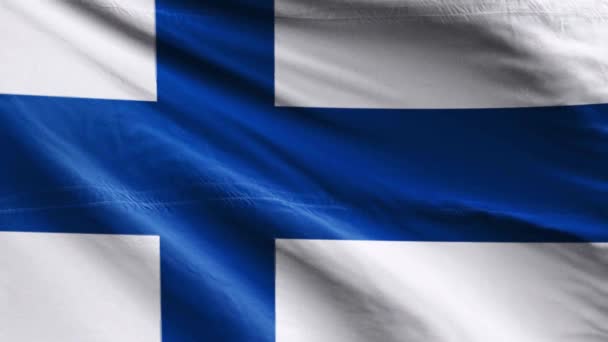 Närbild Finland Flagga Bakgrund — Stockvideo