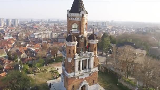 Vista Aérea Torre Gardos Rio Danúbio Belgrado Zemun — Vídeo de Stock