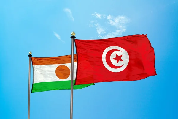 Tunesië Niger Vlag Mast — Stockfoto