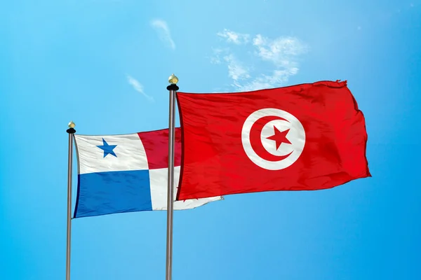 Tunesië Panama Vlag Mast — Stockfoto