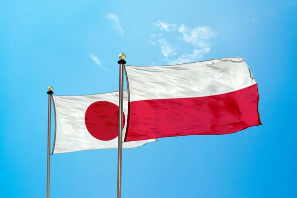 Jepang Polandia Bendera Tiang Kapal — Stok Foto