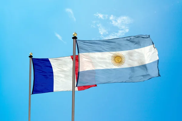 Прапор Аргентини Франції Щоглі — стокове фото