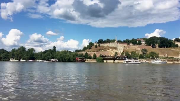 าซาวาในเบลเกรด มมองของปราสาท Kalemegdan — วีดีโอสต็อก