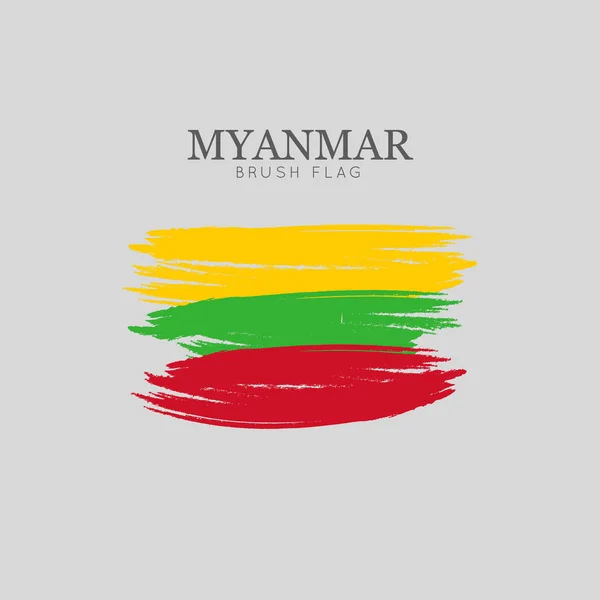 Pincelada Pincel Bandera Myanmar Vector Acuarela Pintura — Archivo Imágenes Vectoriales