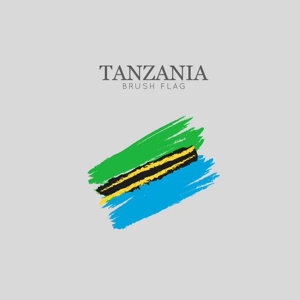 Pincelada Pincel Bandera Tanzania Vector Acuarela Pintura — Archivo Imágenes Vectoriales