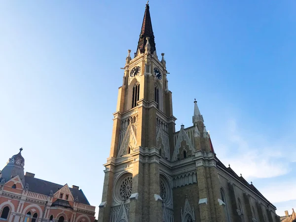 Novi Sad Sérvia Julho 2018 Igreja Católica Antiga Praça Liberdade — Fotografia de Stock