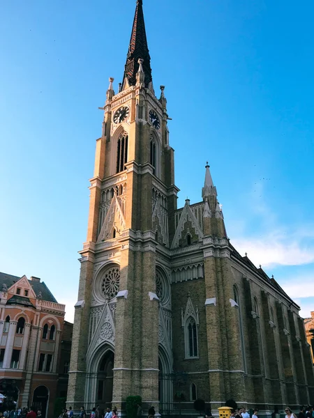 Novi Sad Serbia Июля 2018 Года Старая Католическая Церковь Площади — стоковое фото