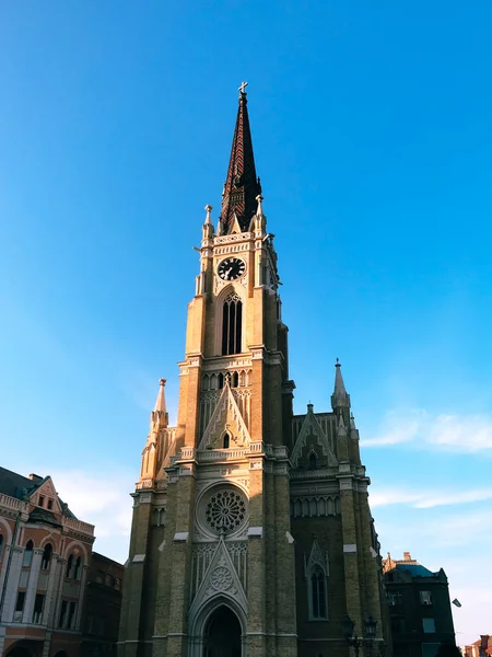 Novi Sad Serbia Июля 2018 Года Старая Католическая Церковь Площади — стоковое фото