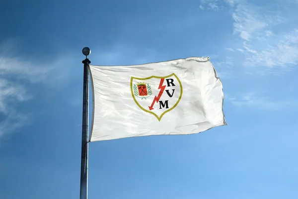 Španělsko Listopad 2018 Rayo Vallecano Fotbalového Týmu Vlajku Stožáru — Stock fotografie