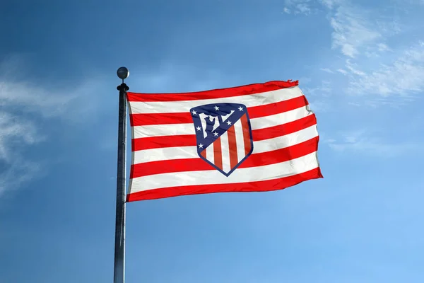 Spanien November 2018 Athletico Madrid Football Team Flagga Masten — Stockfoto