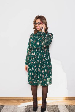 Ofisinde bir bilgisayarda çalışan iş kadın