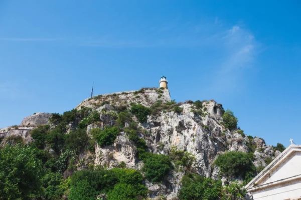 Lighthouse Top Rock Greece — Stock Photo, Image