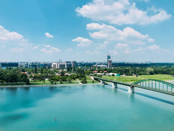 Aprile 2018 Belgrado Paesaggio Urbano Dal Fiume Sava Serbia Una — Foto Stock