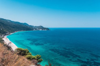 Lefkada Porto Katsiki plaj manzarası gözlemleyerek, Yunanistan, İyonya adaları. 