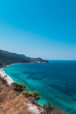 Lefkada Porto Katsiki plaj manzarası gözlemleyerek, Yunanistan, İyonya adaları. 
