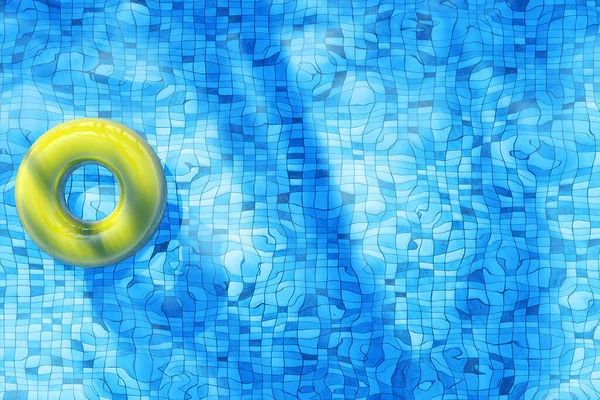 Flotador Amarillo Piscina Anillo Flotando Una Refrescante Piscina Azul Fotos de stock libres de derechos