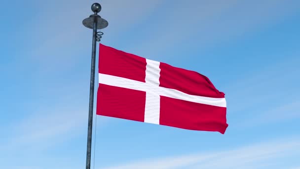 Bandera Dinamarca Mástil — Vídeo de stock