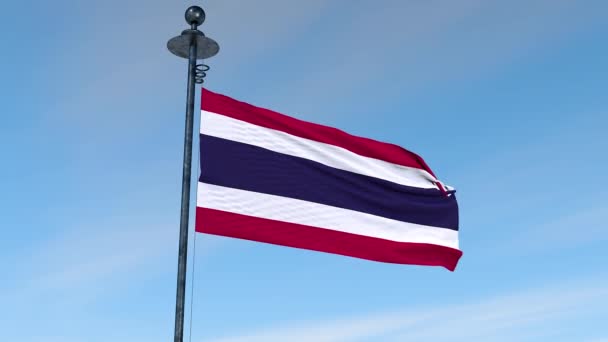 Flagge Thailands Auf Dem Mast — Stockvideo