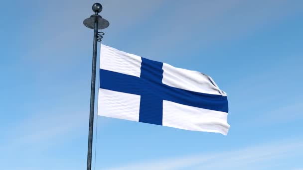 Flag Finlandon Mast — Stock video