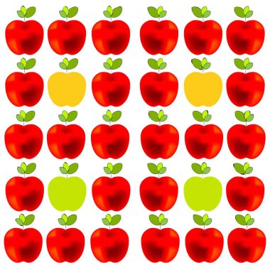 Beyaz arka plan daki elma deseni